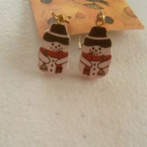 Handmade Wooden Snowmen earrings
